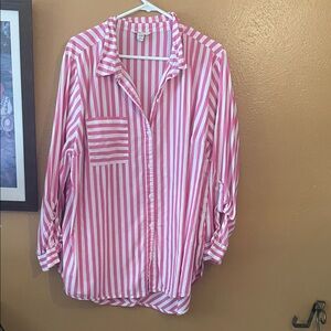 Cato Pink and White Striped Button Down Shirt